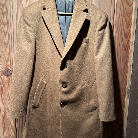 Charles Tyrwhitt LIght Camel Wool Overcoat - Picture 6 of 14